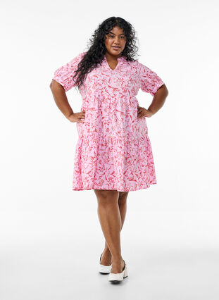 Zizzi FLASH - Kort A-linje kjole, Lilla, Model image number 1
