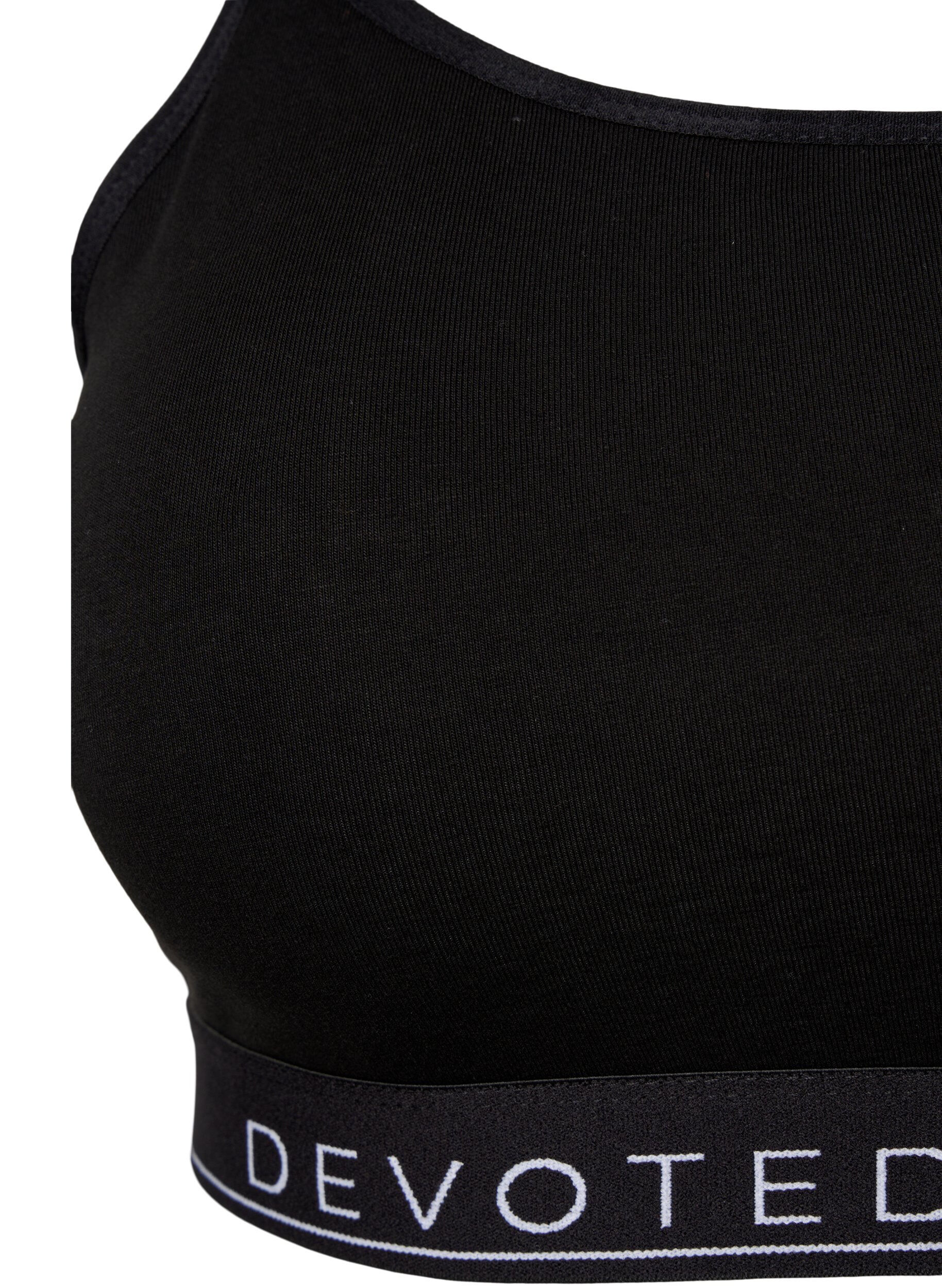 ZizziBH-topp i bomull med justerbare stropper, Svart, Packshot image number 2