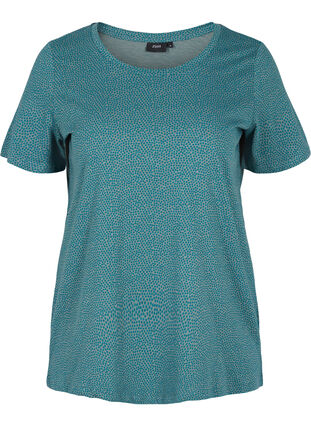 Mønstrete T-skjorte i bomull, Balsam Green DOT, Packshot image number 0