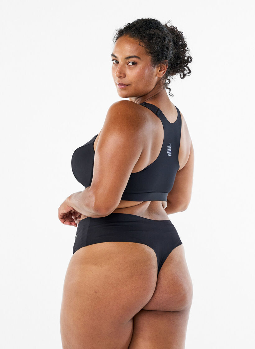 2-pakning usynlige G-streng treningstruser, Svart, Model image number 1