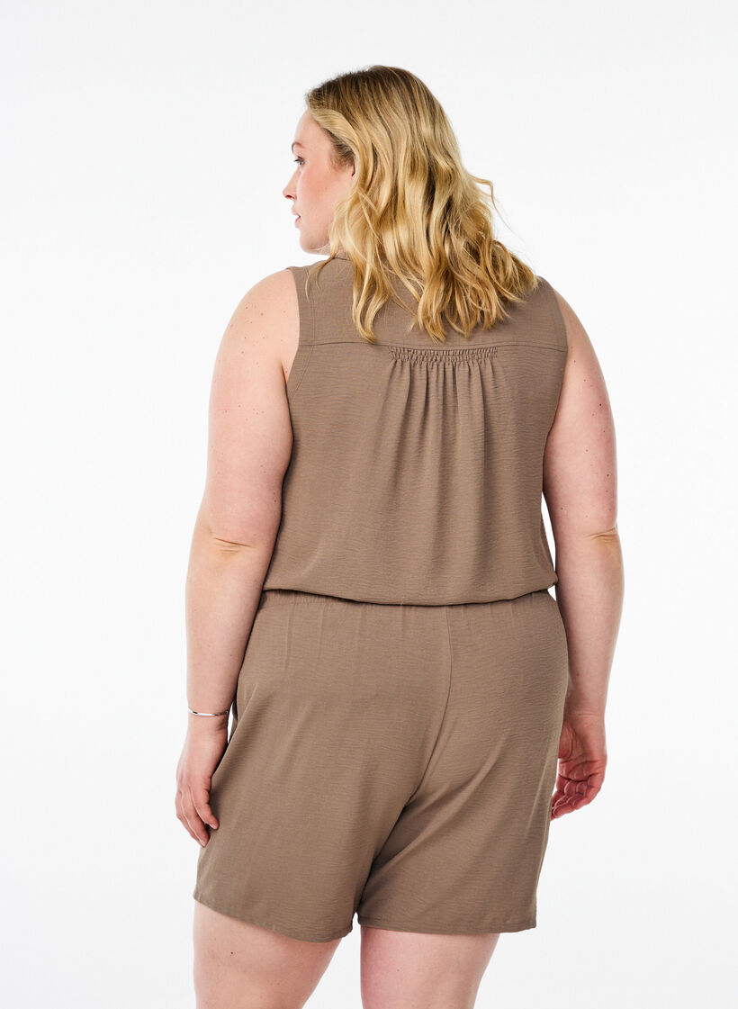 Shorts med lommer og elastisk linning, Brun, Model image number 2