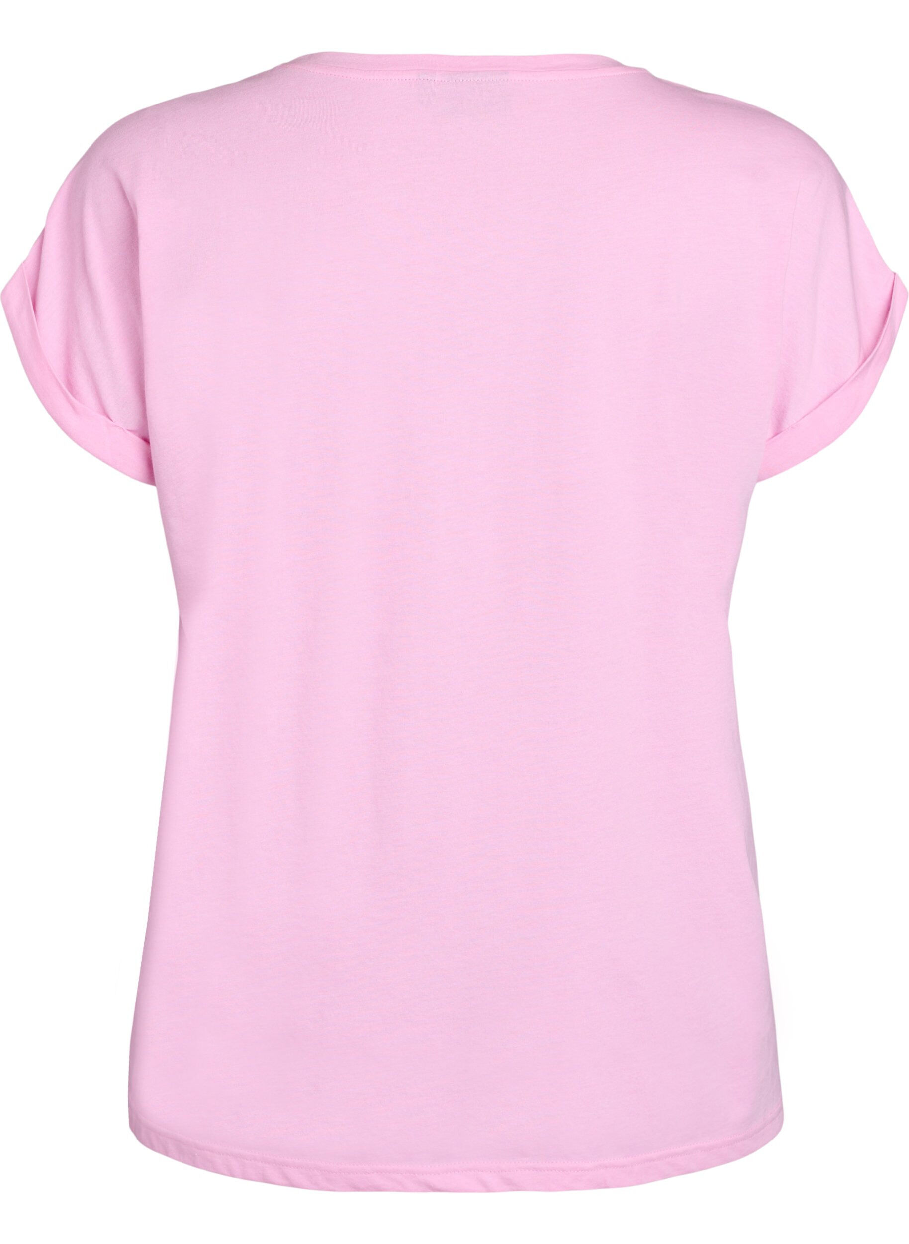 ZizziKortermet T-skjorte i bomullsblanding, Rosa, Packshot image number 1