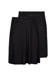 2-pack skjørt i viskose, Black / Black W. dot