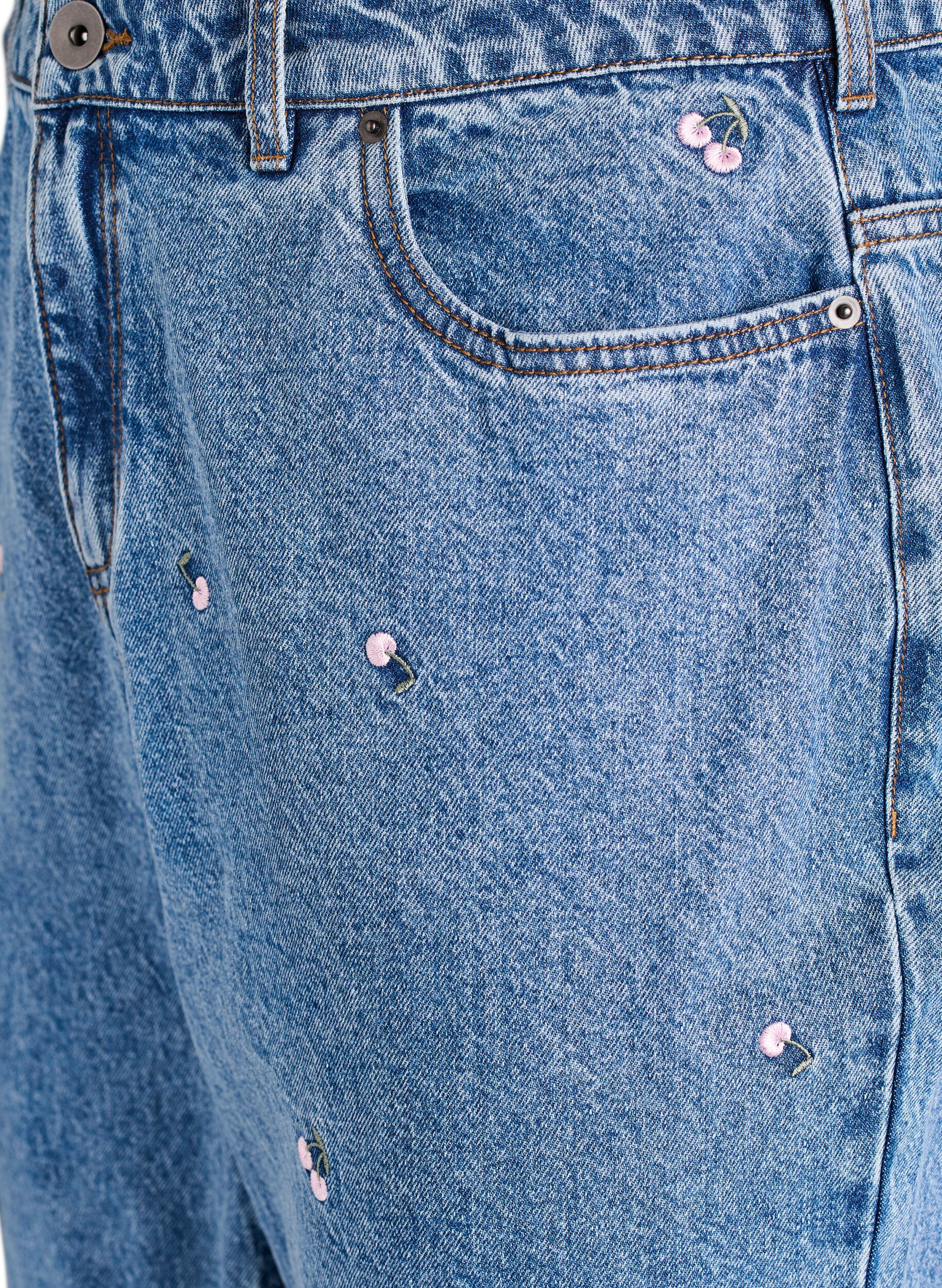 Zizzi H&oslash;y-midje Gemma jeans med broderte detaljer, Bl&aring;, Packshot image number 2