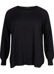 Strikket bluse med Raglan-ermer, Black