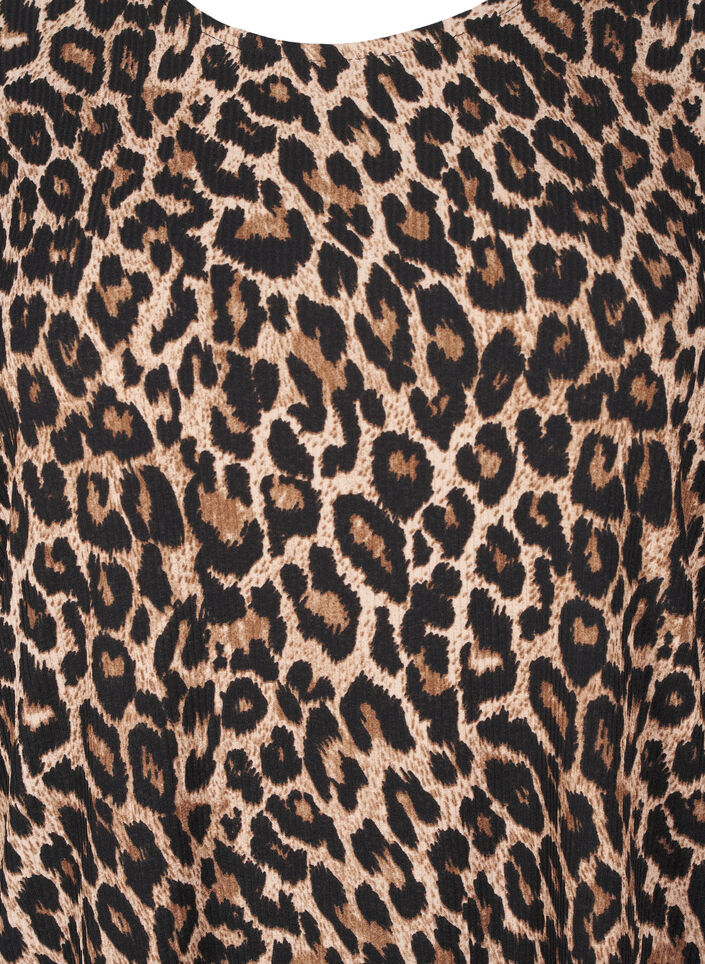 Bluse med lange ermer og leopardmønster, Brun, Packshot image number 2