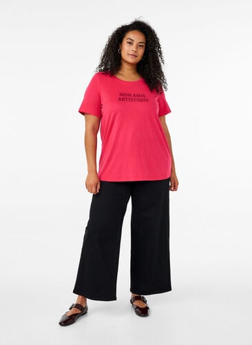 Zizzi FLASH - T-skjorte med motiv, Rosa, Model image number 1