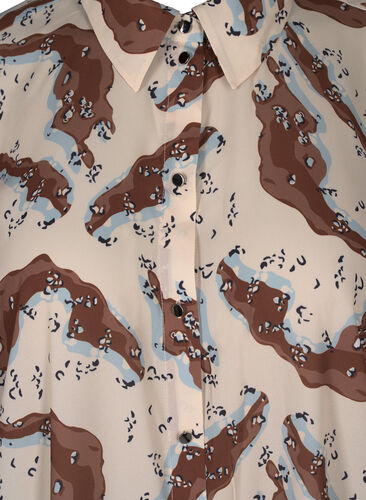 Mønstrete kjole med lange ermer og knapper, Camouflage AOP, Packshot image number 2