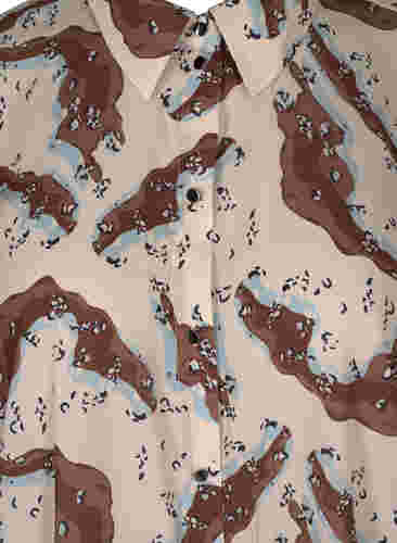 Mønstrete kjole med lange ermer og knapper, Camouflage AOP, Packshot image number 2