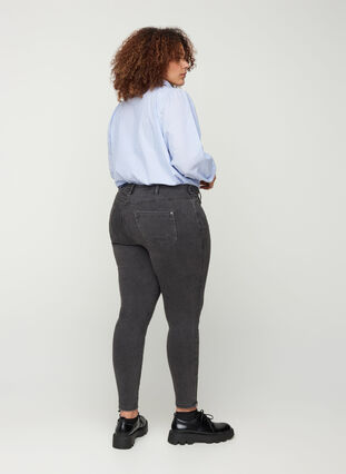Cropped Amy jeans med høyt liv og glidelås, Grey Denim, Model image number 0