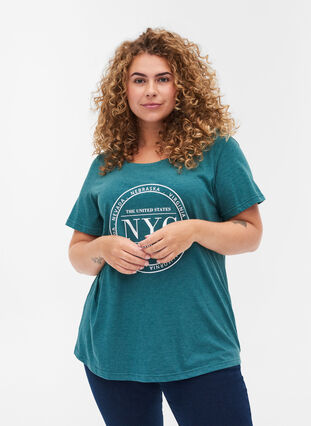 Melert T-skjorte med trykk, Pacific Mel., Model image number 0