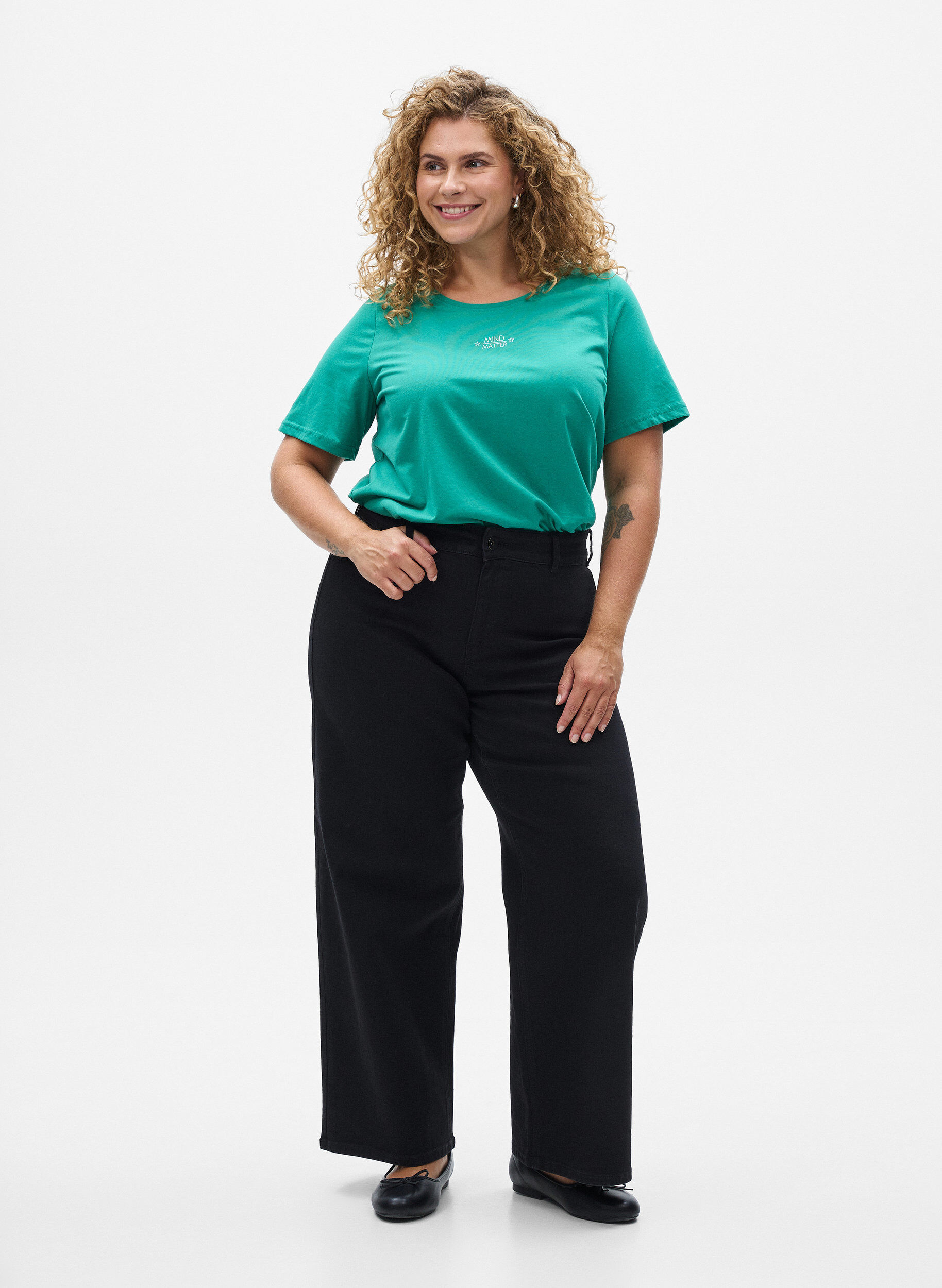 Zizzi FLASH - T-skjorte med motiv, Gr&oslash;nn, Model image number 1