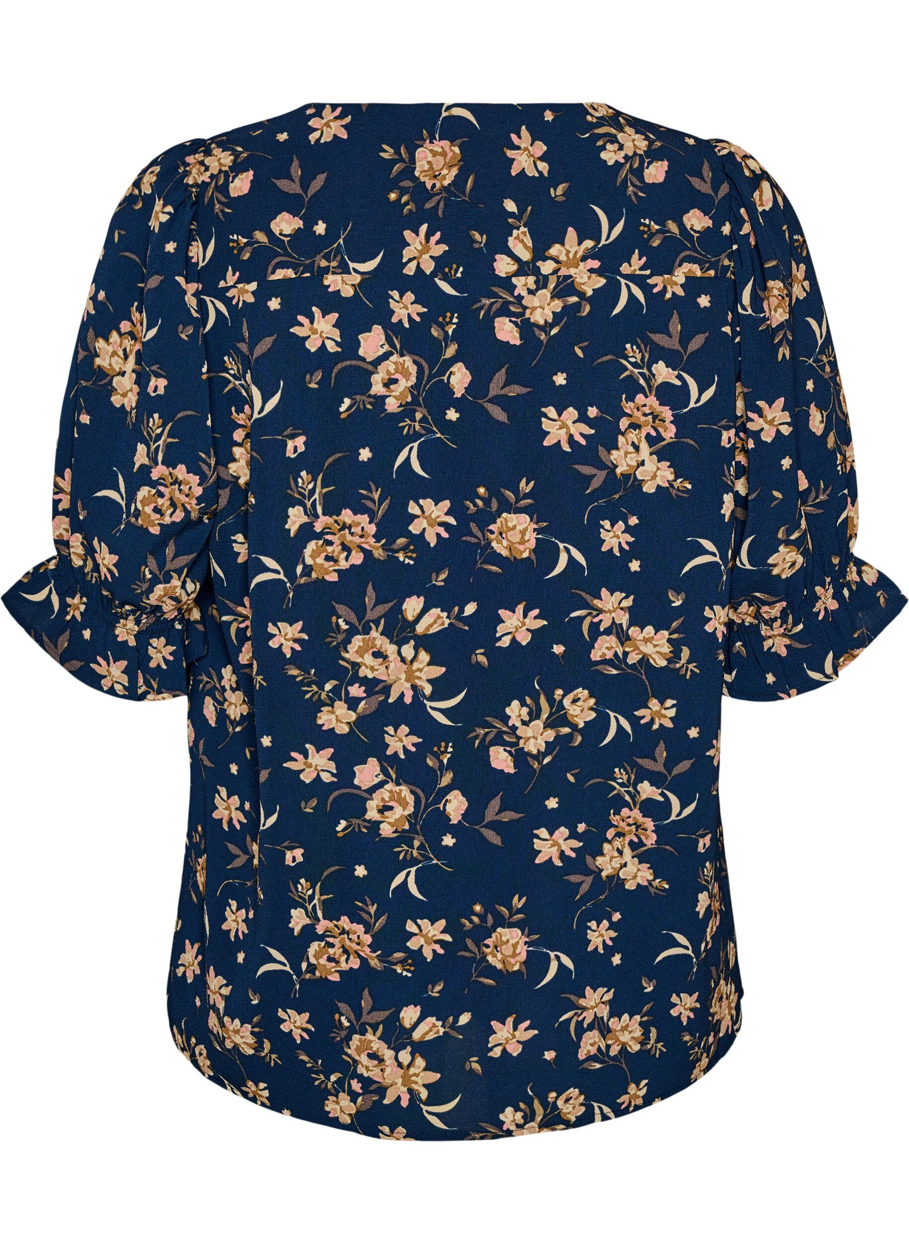ZizziSkjortebluse med 1/2 ermer, Bl&aring;, Packshot image number 1