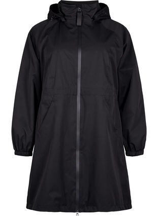 Funksjonell frakk med lommer og hette, Black, Packshot image number 0