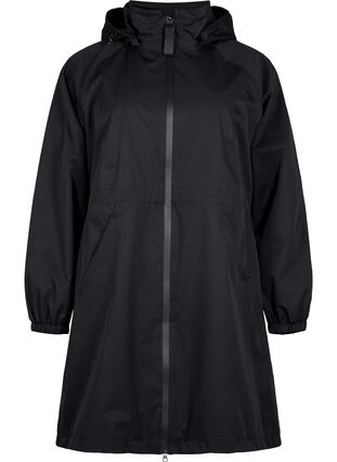 Zizzi Funksjonell frakk med lommer og hette, Black, Packshot image number 0