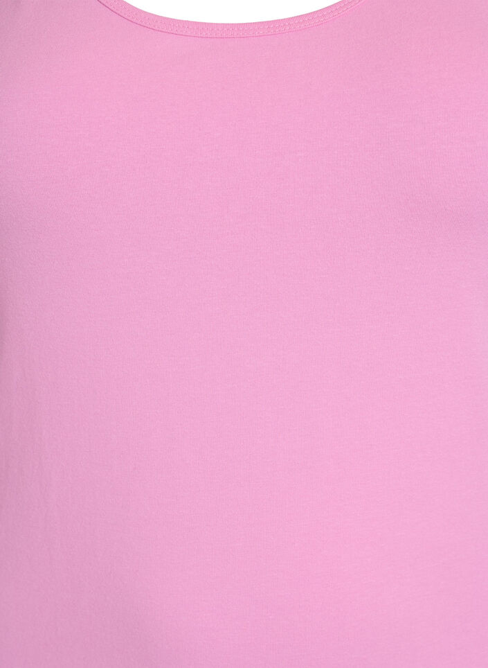 Ensfarget basic topp i bomull, Rosa, Packshot image number 2