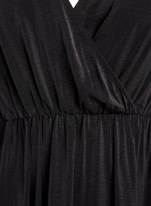 Zizzi Midikjole med omslagslook og smock-ermer, Svart, Packshot image number 2