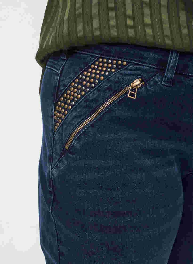 Slim fit Emily jeans med nagler, Dark blue, Model image number 2
