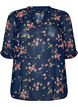 Bluse med blomstertrykk og V-hals, Bl&aring;, Packshot image number 0