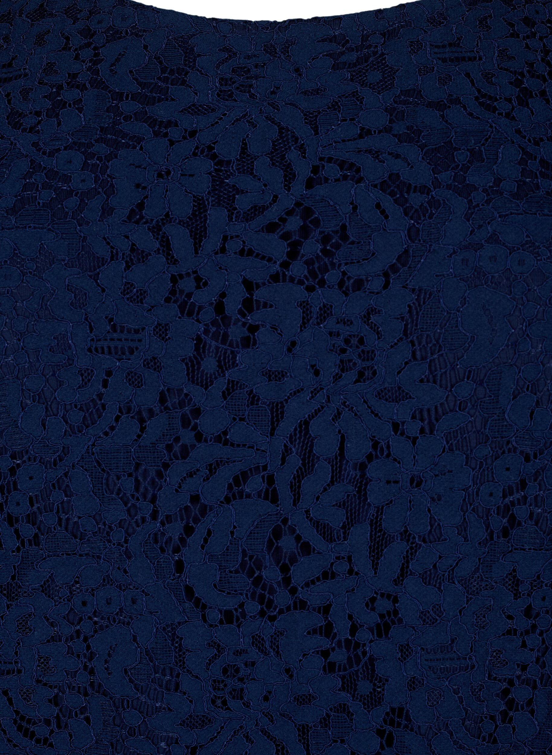 Zizzi Blondekjole med lange ermer, Navy Blazer, Packshot image number 2