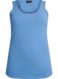 Ensfarget basic topp i bomull, Copen Blue