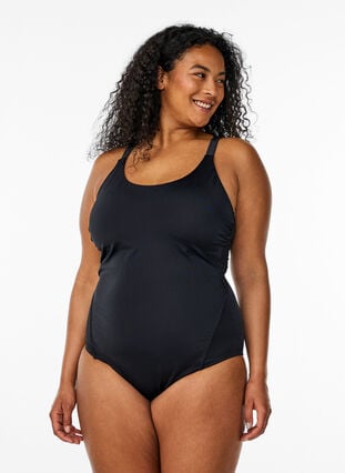 Zizzi Badedrakt med ryggdetalj, Svart, Model image number 0