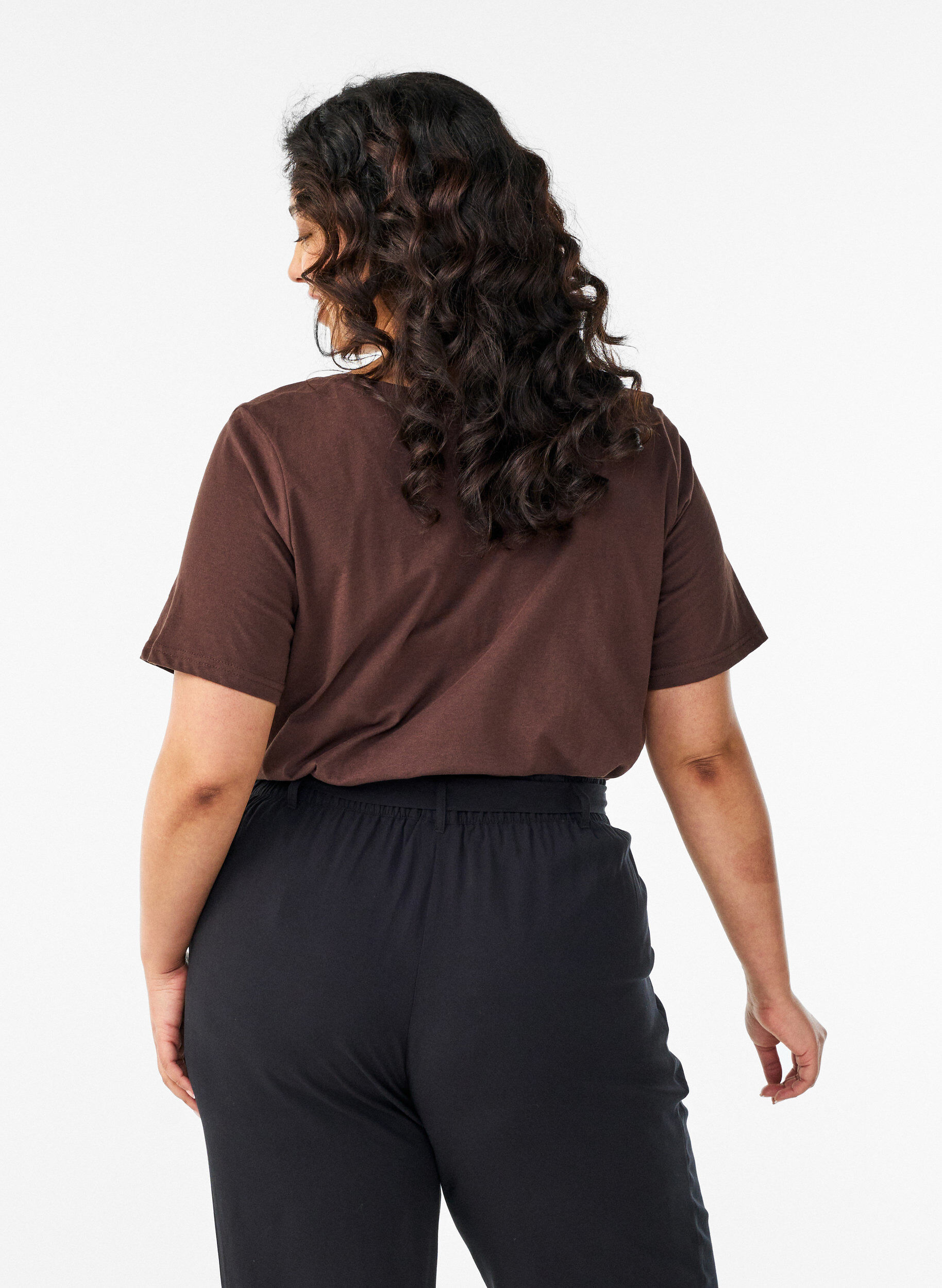 ZizziT-skjorte med V-hals, Brun, Model image number 2