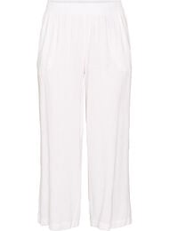 Bukser med vide ben i lin og viskose, Hvit