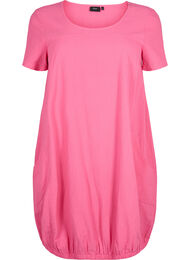 Kortermet bomullskjole, Shocking Pink