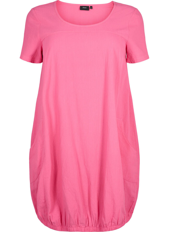Kortermet bomullskjole, Rosa, Packshot image number 0