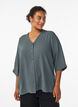 Skjortebluse med v-hals og 3/4 ermer, Gr&oslash;nn, Model image number 0
