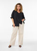 Skjortebluse med 1/2 ermer, Svart, Model image number 1