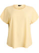 Bluse med korte ermer og rund hals, Gul, Packshot image number 0