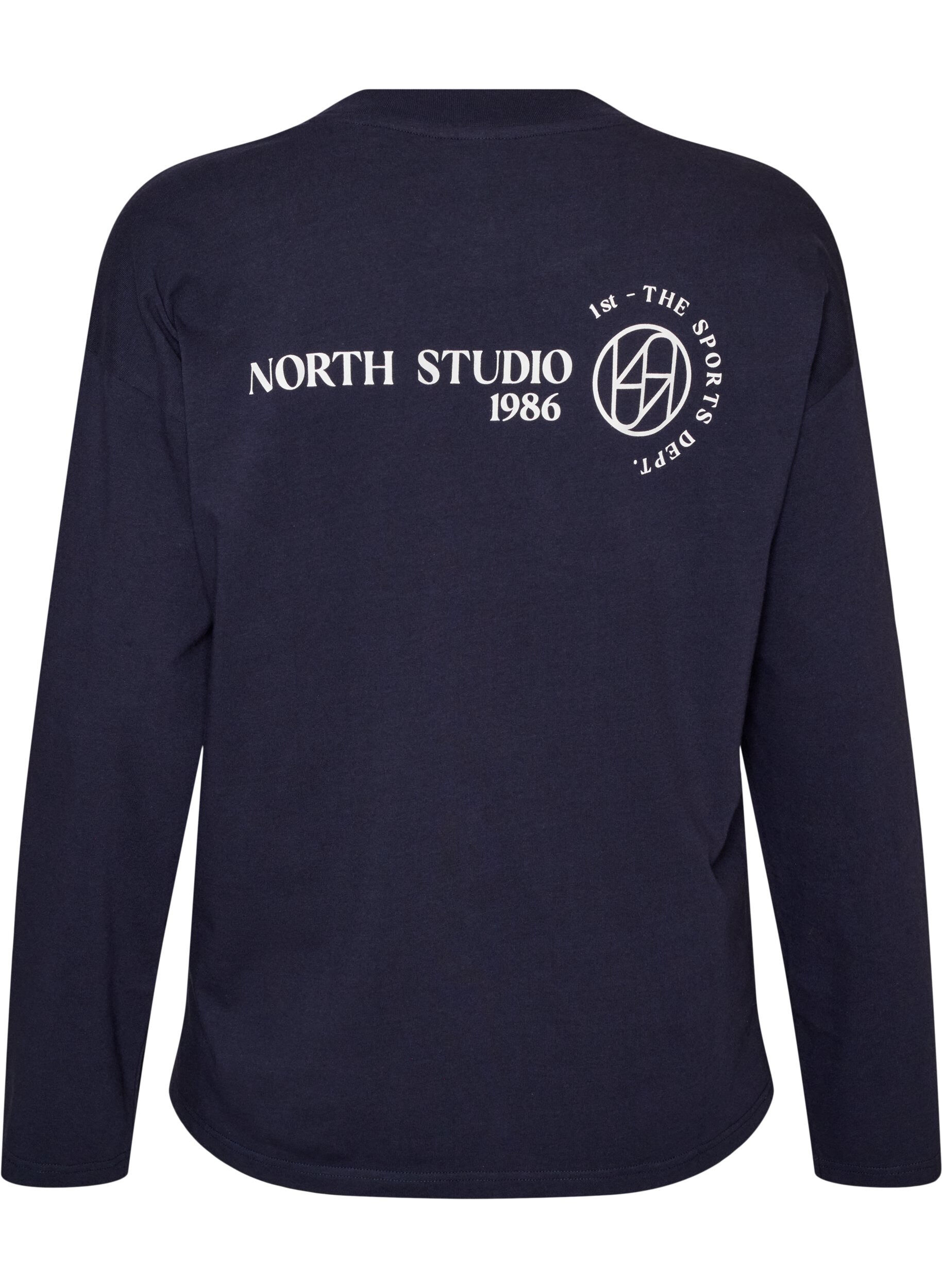 ZizziLangermet jerseybluse med teksttrykk, Bl&aring;, Packshot image number 1