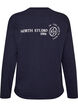 Langermet jerseybluse med teksttrykk, Bl&aring;, Packshot image number 1