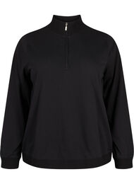 Høyhalset sweatshirt med glidelås, Black