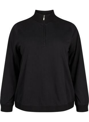 Zizzi Høyhalset sweatshirt med glidelås, Svart, Packshot image number 0