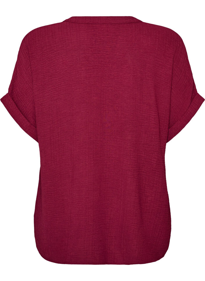 L&oslash;s bluse med korte ermer, R&oslash;d, Packshot image number 1