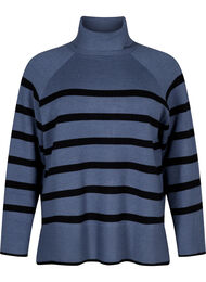 Stripete strikkegenser med rullekrage, B.Sea w.BlackStripes
