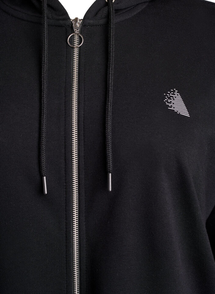 Lang cardigan med trykte detaljer, Svart, Packshot image number 2