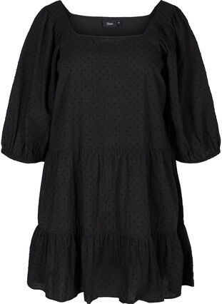 Kjole med 3/4-ermer og A-form, Black, Packshot image number 0