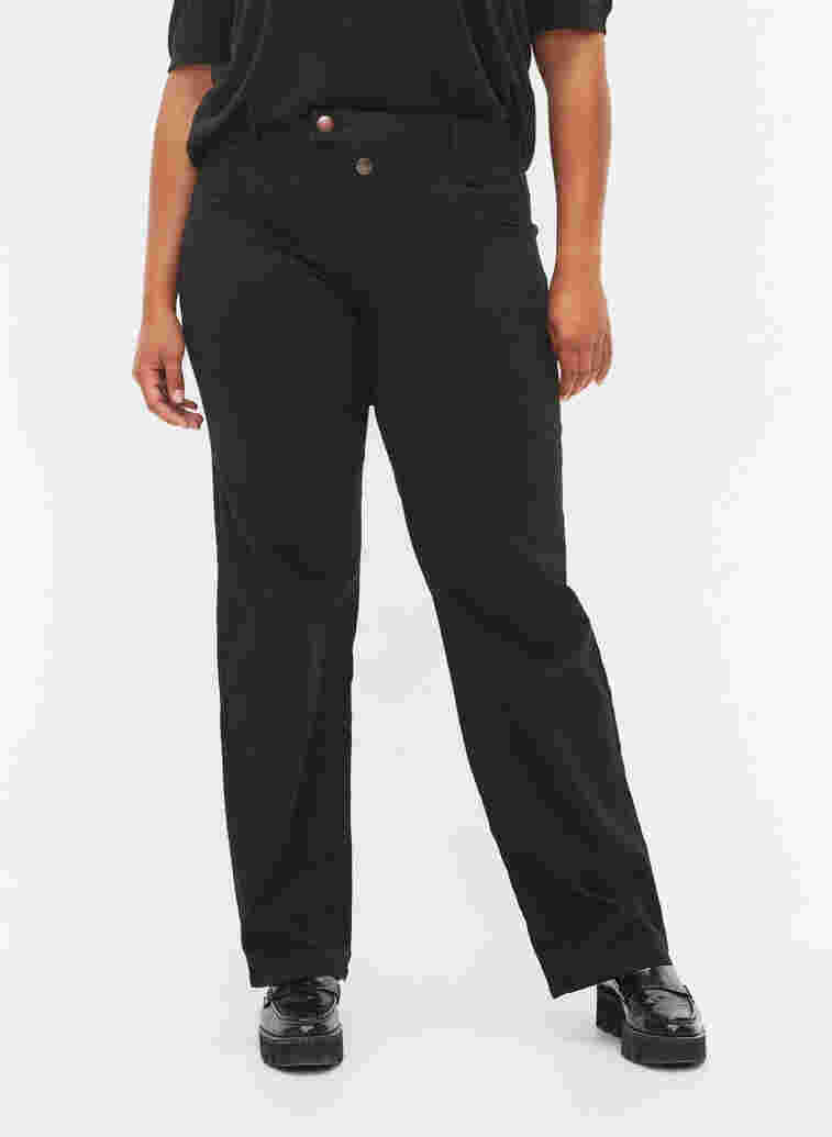 Regular fit Gemma jeans med høyt liv, Black, Model image number 3