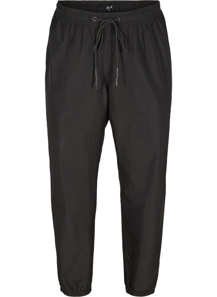 Regnbukser med strikk og knyting, Black, Packshot image number 0