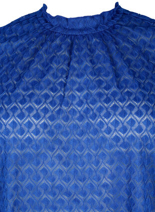 Bluse med lange ermer og mønstret tekstur, Deep Ultramarine, Packshot image number 2