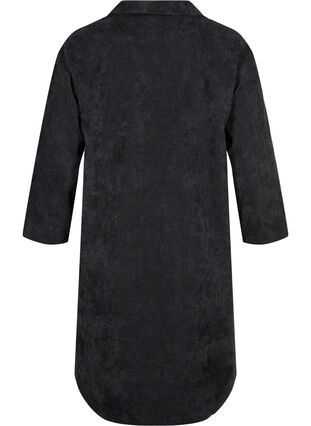 Zizzi Fløyelskjole med 3/4-ermer og knapper, Black, Packshot image number 1