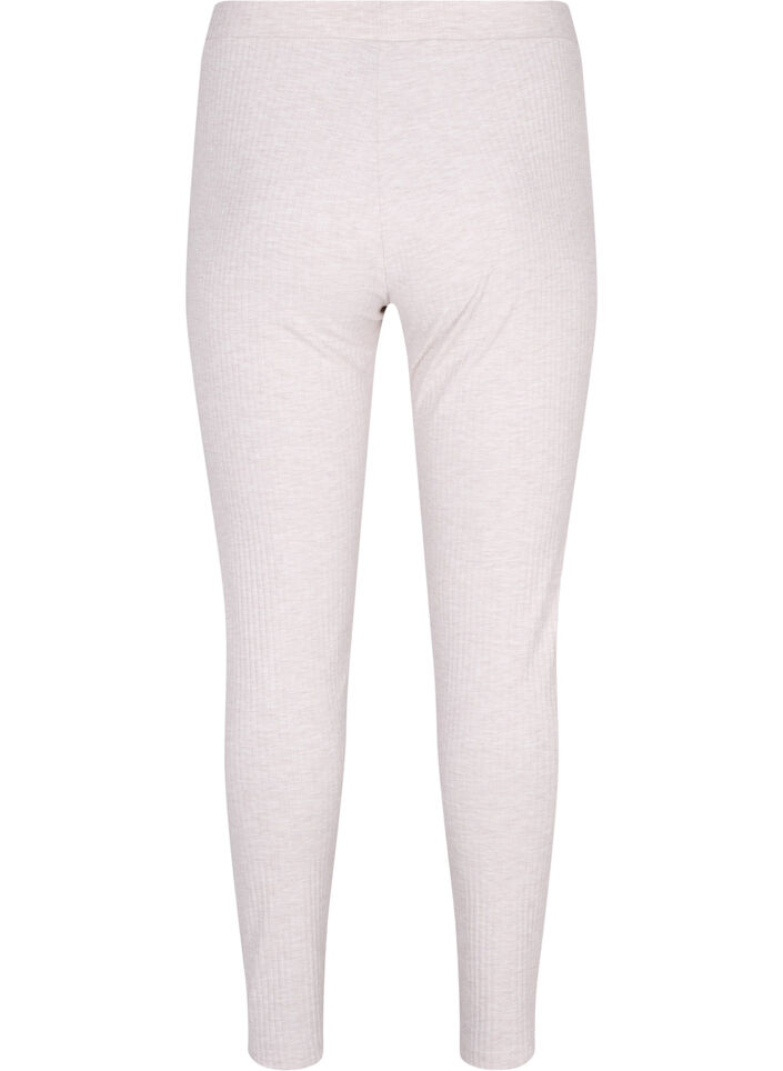 Tettsittende bukse i ribbet struktur, Natural Mélange, Packshot image number 1