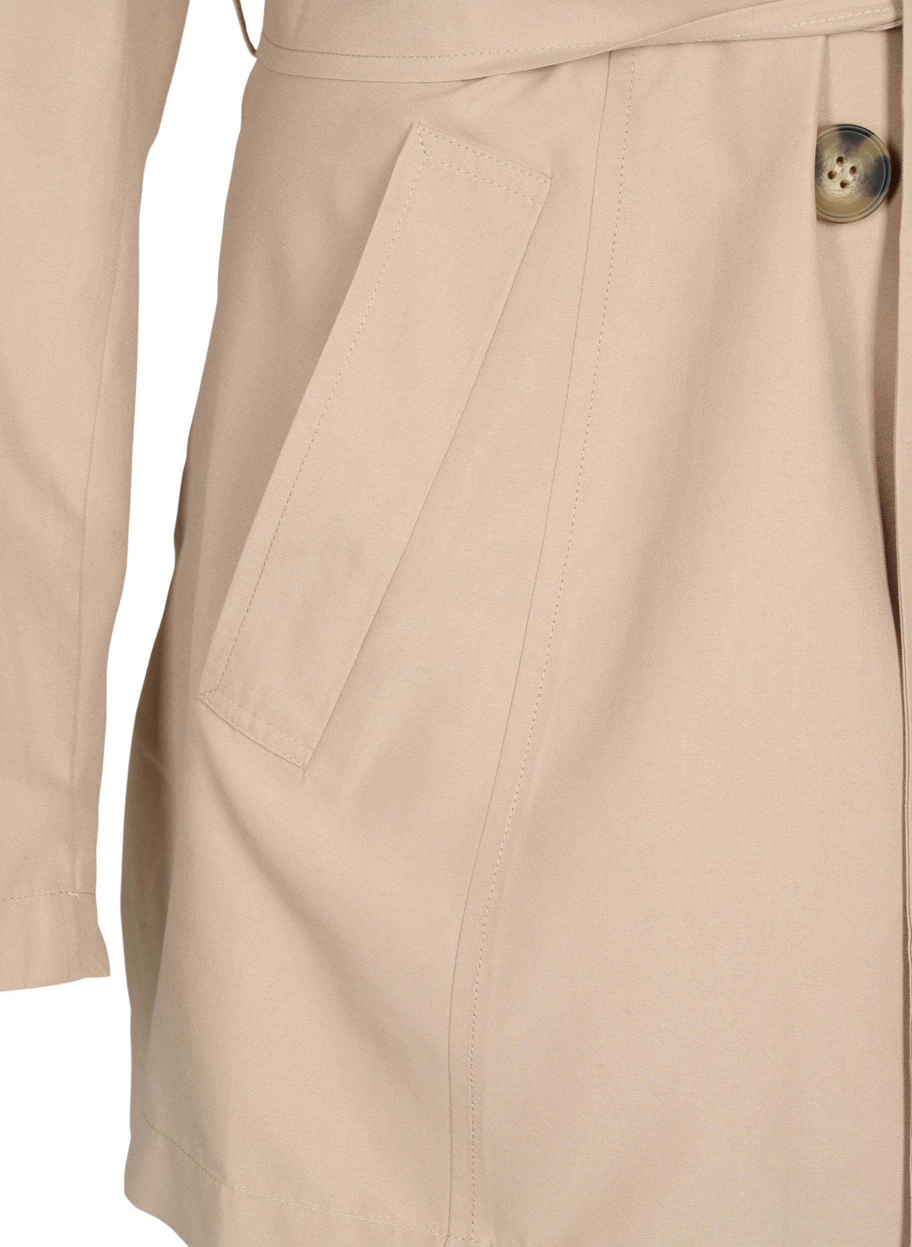 Zizzi Trenchcoat med belte og lommer, Nomad, Packshot image number 3