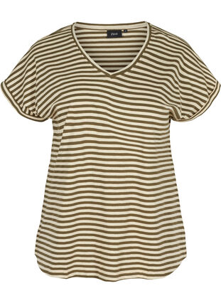 Stripete T-skjorte i bomull, Ivy Green Y/D, Packshot image number 0