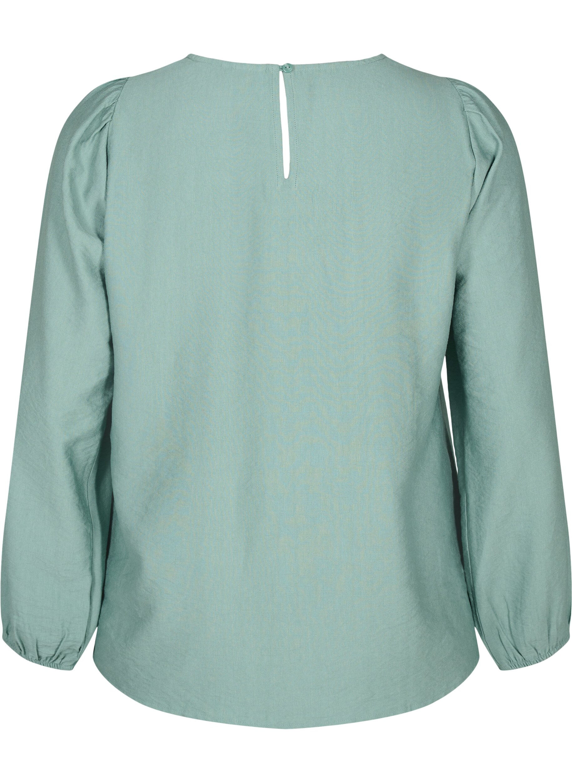 Zizzi Bluse i viskose med heklede detaljer, Chinois Green, Packshot image number 1