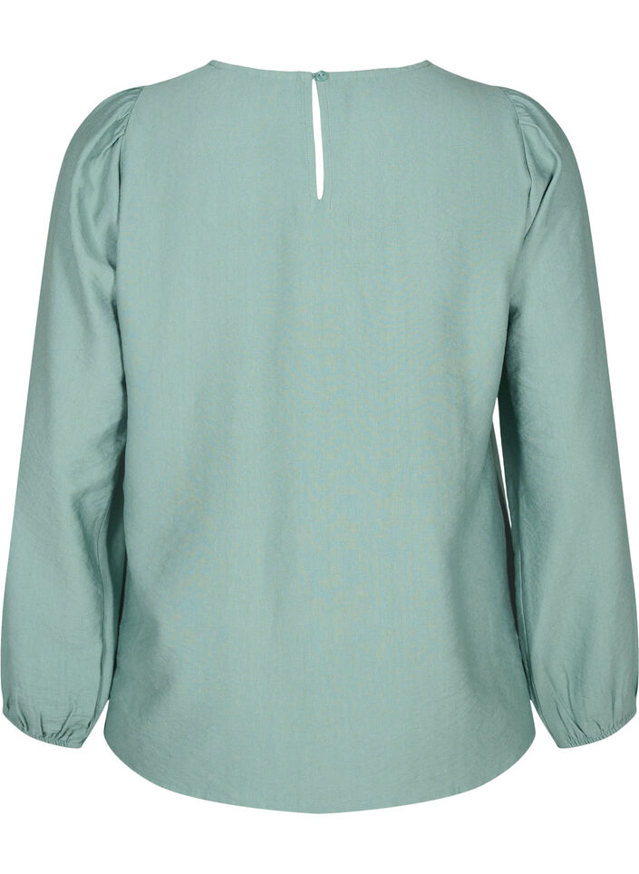 Bluse i viskose med heklede detaljer, Chinois Green, Packshot image number 1